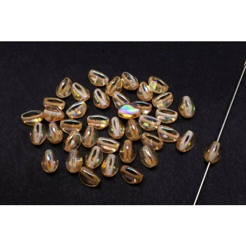 Бусины Pinch beads 5х3мм, отверстие 0,8мм, цвет 00030/98531 Crystal/Yellow Rainbow, 755-055, 10г (около 117шт)