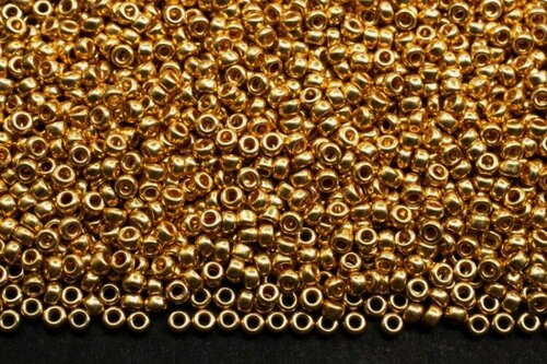 Изображение товара Бисер японский MIYUKI круглый 15/0 #1052 золото, гальванизированный, 10 грамм