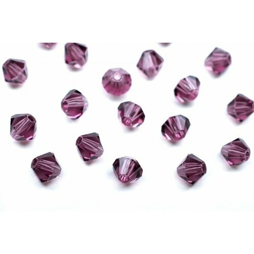 Бусины биконусы хрустальные 4мм, цвет AMETHYST, 746-002, 20шт