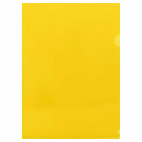 Папка-уголок СТАММ А4, 100мкм, пластик, прозрачная, желтая, 40 штук, 355680