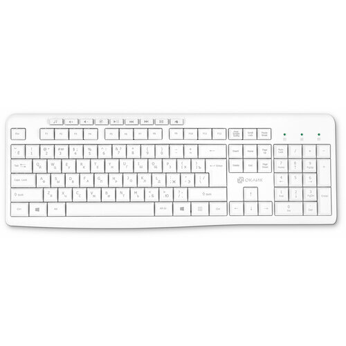 Клавиатура Оклик K225W белый USB беспроводная Multimedia 1875235 153000₽