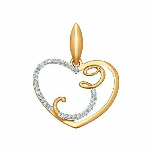 фото Подвеска diamant online, золото, 585 проба, фианит, размер 1.6 см. diamant-online