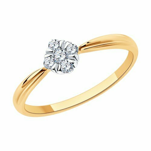фото Кольцо diamant online, золото, 585 проба, фианит, размер 18