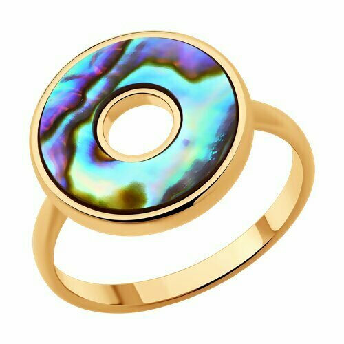 фото Кольцо diamant online, серебро, 925 проба, золочение, перламутр, размер 18