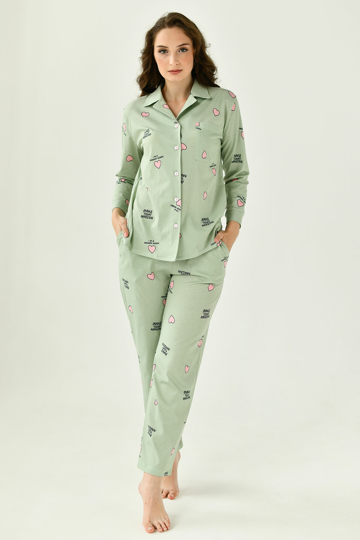 Пижама Оптима Трикотаж, размер 52, зеленый - фотография № 1