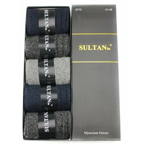 фото Носки sultan, 5 пар, размер 41-46, черный, серый, синий