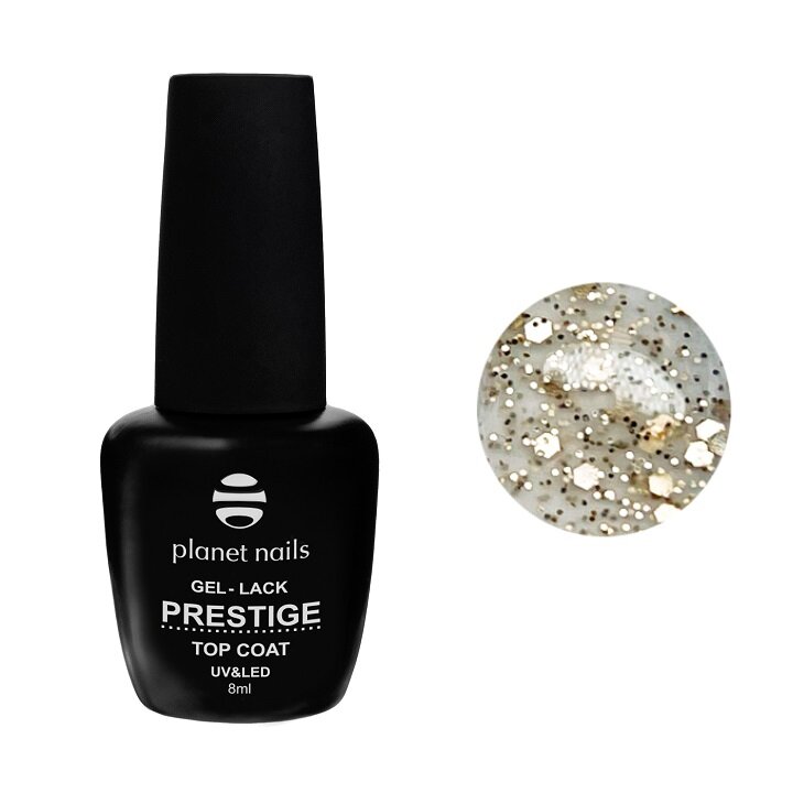 PLANET NAILS, PRESTIGE, Топ матовый, без липкого слоя, PARTY GOLD, 8 мл