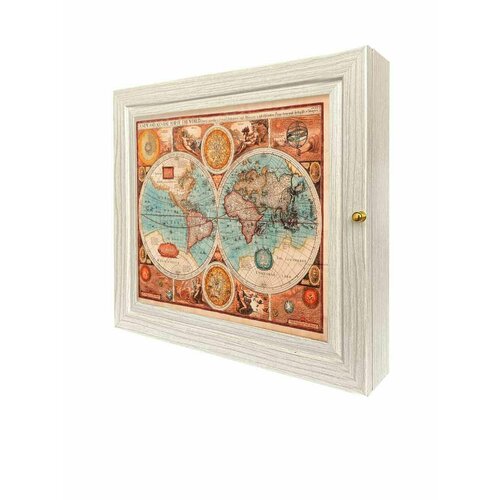 Ключница настенная закрытого типа 32х27 см Карта мира Topposters 1230₽