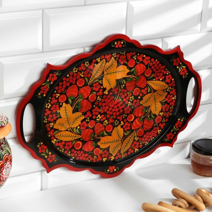 Поднос «Хохлома», овал, ручная роспись, 41х25см 9382095