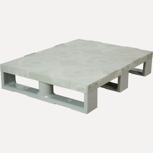 Изображение товара Сплошной паллет на 3-x полозьях, серый, 800х600х150 мм Тара. ру 07878