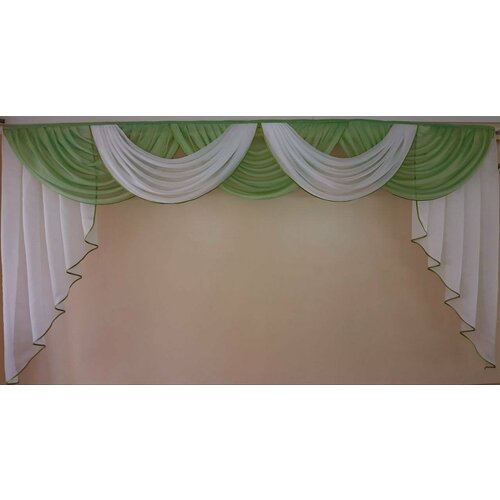 Ламбрекен комбинированный на липучке (размер 275см*150см), 2 шторы (размер 295см*140см), 2 подхвата.)