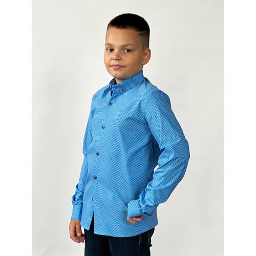 Школьная рубашка Бушон, размер 122-128, голубой