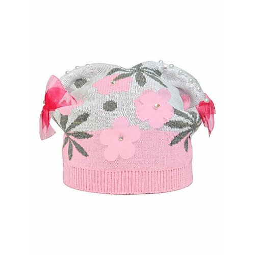 фото Шапка mialt, размер 48-50, розовый, белый