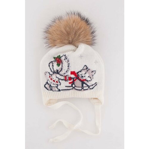 фото Шапка mialt, размер 46-48, белый, красный