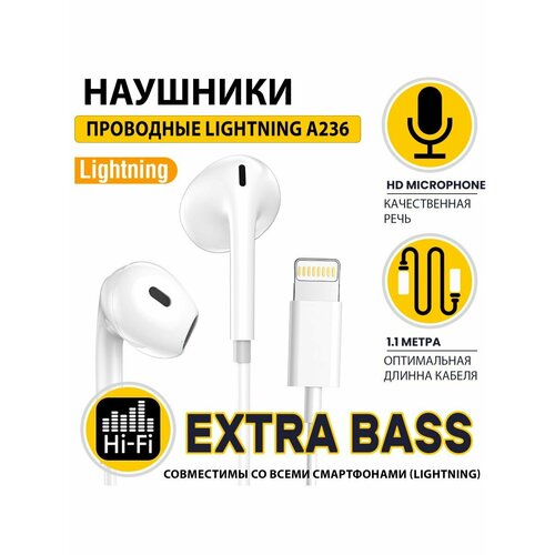 Наушники для телефона с разъемом Lightning Гарнитура для IOS ASPOR A236 Наушники проводные с Микрофоном 299000₽