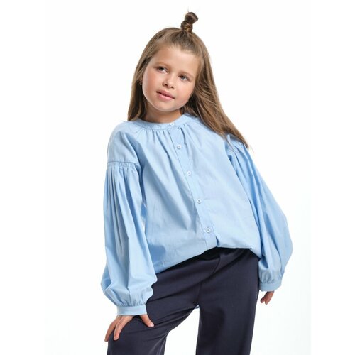 фото Рубашка mini maxi, размер 134, голубой