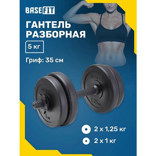 Гантель разборная пластиковая в коробке BASEFIT 5 кг