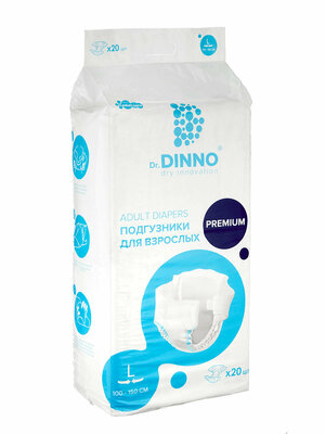 Подгузники для взрослых Dr.DINNO Premium размер L 20 шт
