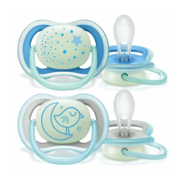 Пустышка силиконовая ортодонтическая Philips AVENT ultra air SCF376/20 6-18 м, 2 шт, голубой