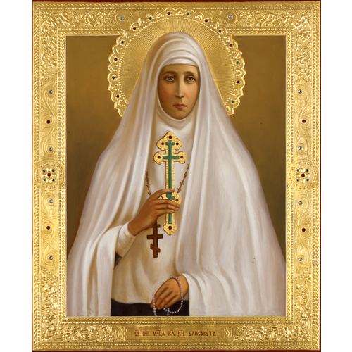 Икона святая Елизавета Федоровна Романова деревянная икона ручной работы на левкасе 40 см