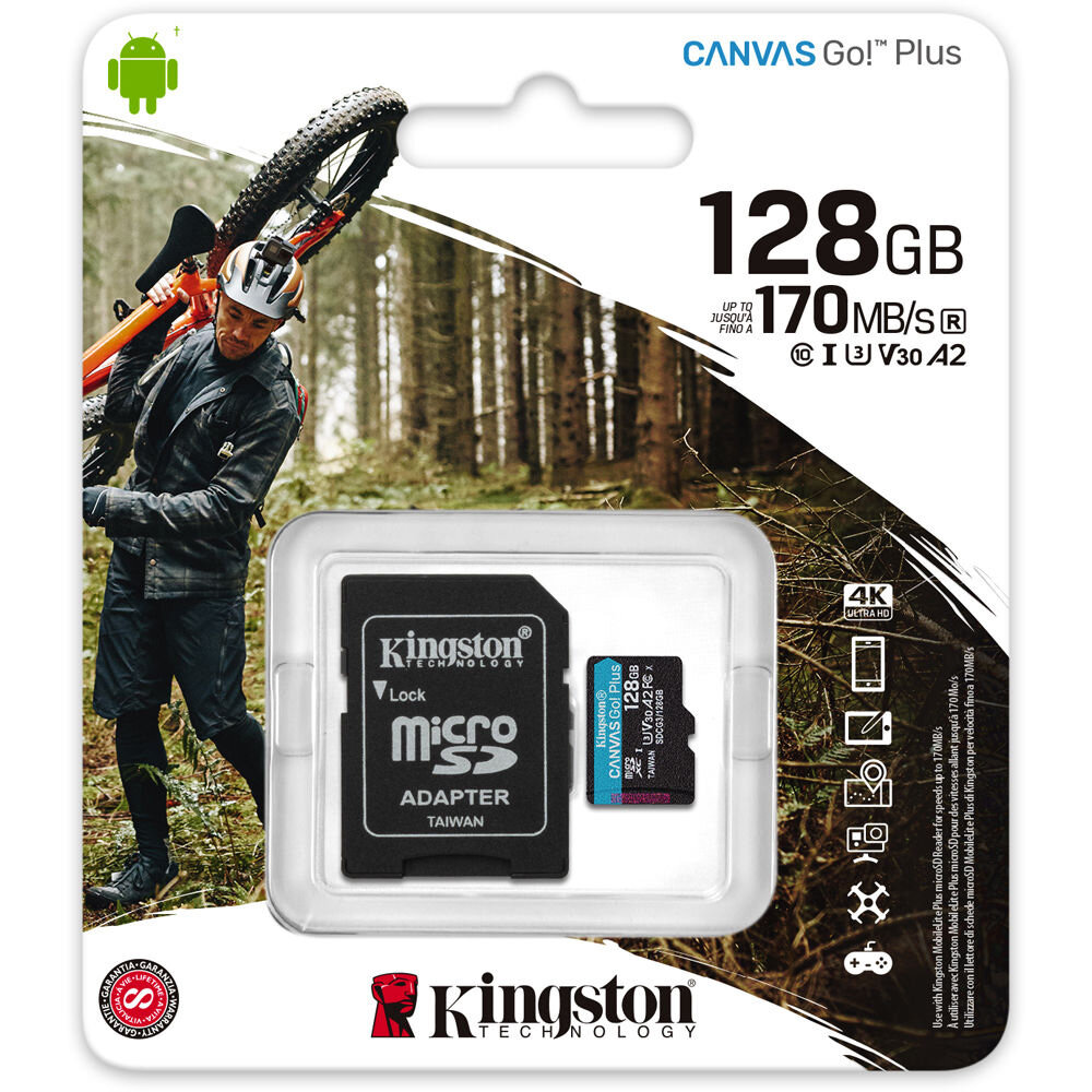 Карта памяти microSDXC UHS-I U3 KINGSTON Canvas Go! Plus 128 ГБ, 170 МБ/с, Class 10, , 1 шт. - фото №8