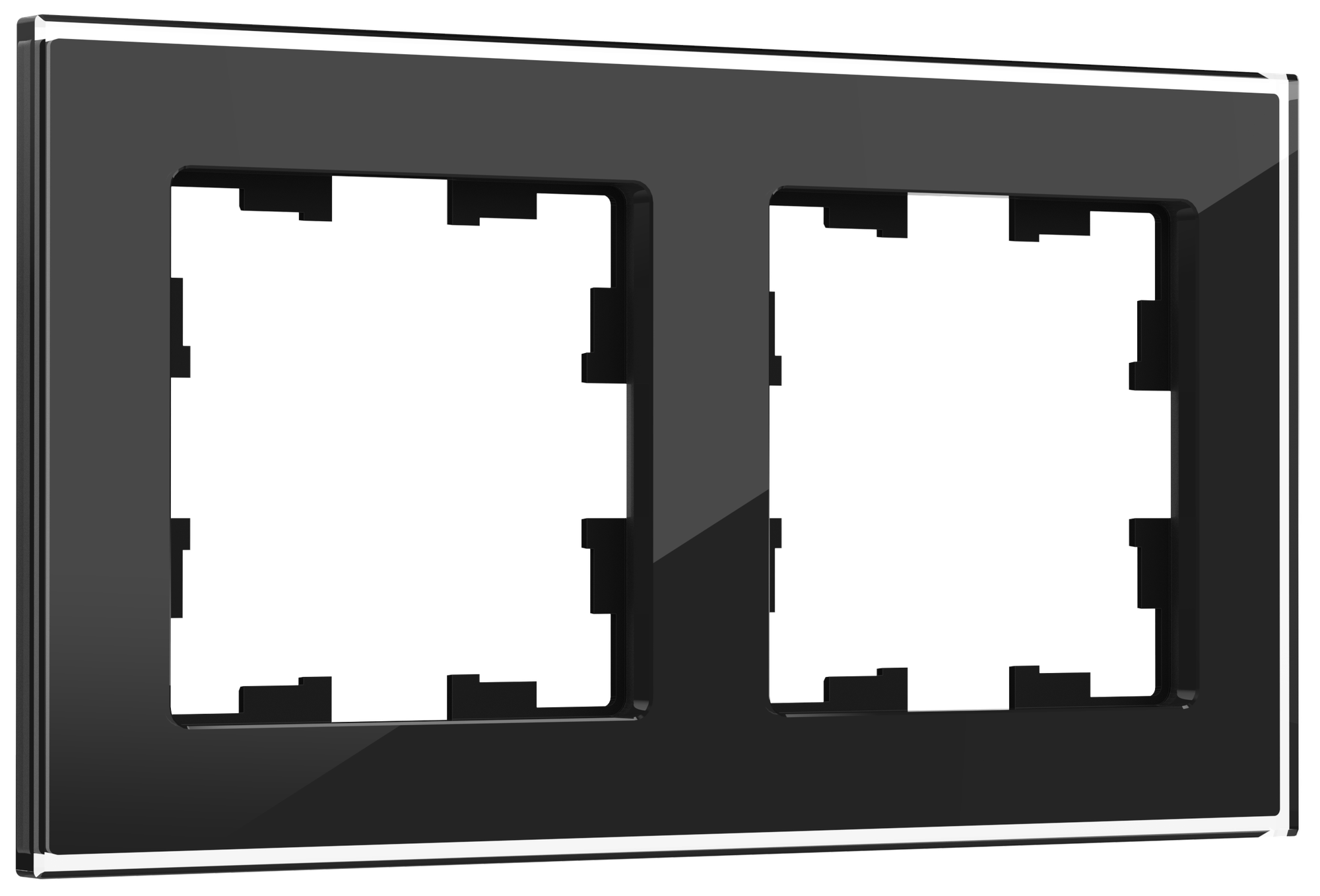 Рамка 2-м BRITE РУ-2-2-БрЧ стекло черн. IEK BR-M22-G-K02 (1 шт.) - фотография № 1