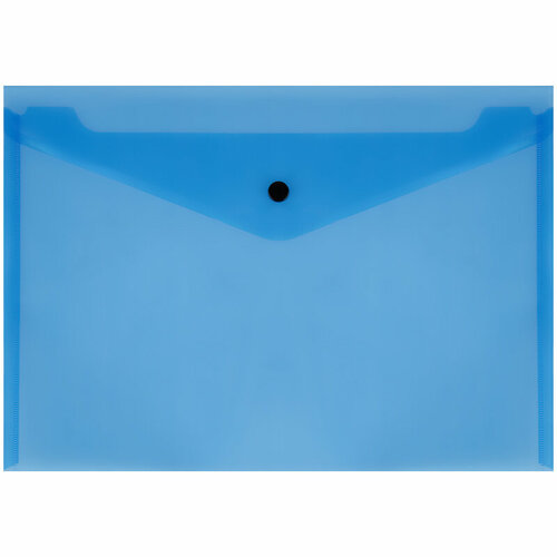 Папка-конверт на кнопке Стамм (А4, 150мкм, пластик) прозрачная, синяя (ММ-32273), 10шт. папка конверт на кнопке inформат а4 150мкм пластик красная