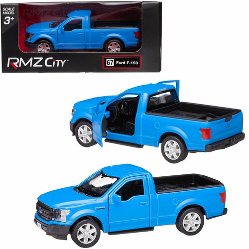 Машина металлическая RMZ City 1:32 Ford F150 2018, синий матовый цвет, двери открываются 554045M(A)