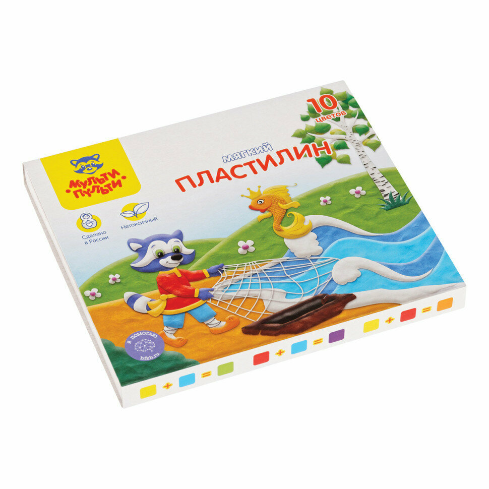 Пластилин Мульти-Пульти "Енот в сказке", 10 цветов, 120г, со стеком, картон, 328894