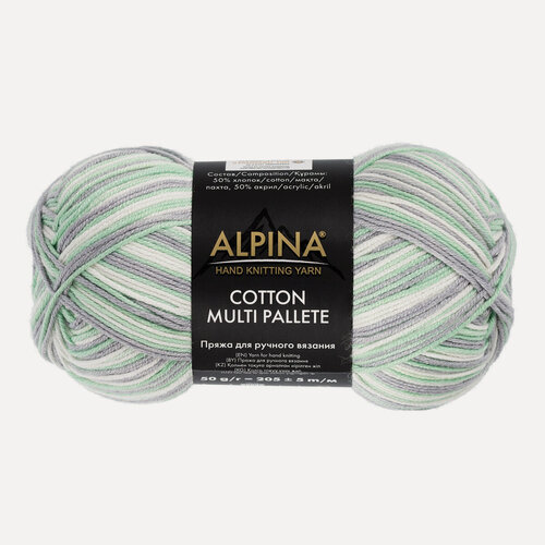 Изображение товара Пряжа Alpina "COTTON MULTI PALLETE" 10 шт. по 50 г 50% хлопок, 50% акрил 205 м №04 белый-мятный-св. серый