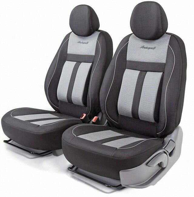 Получехлы на передние сиденья Autoprofi Cushion Comfort, CUS-0405 BK/GY, черный, синий, 570 х 650 х 50 мм