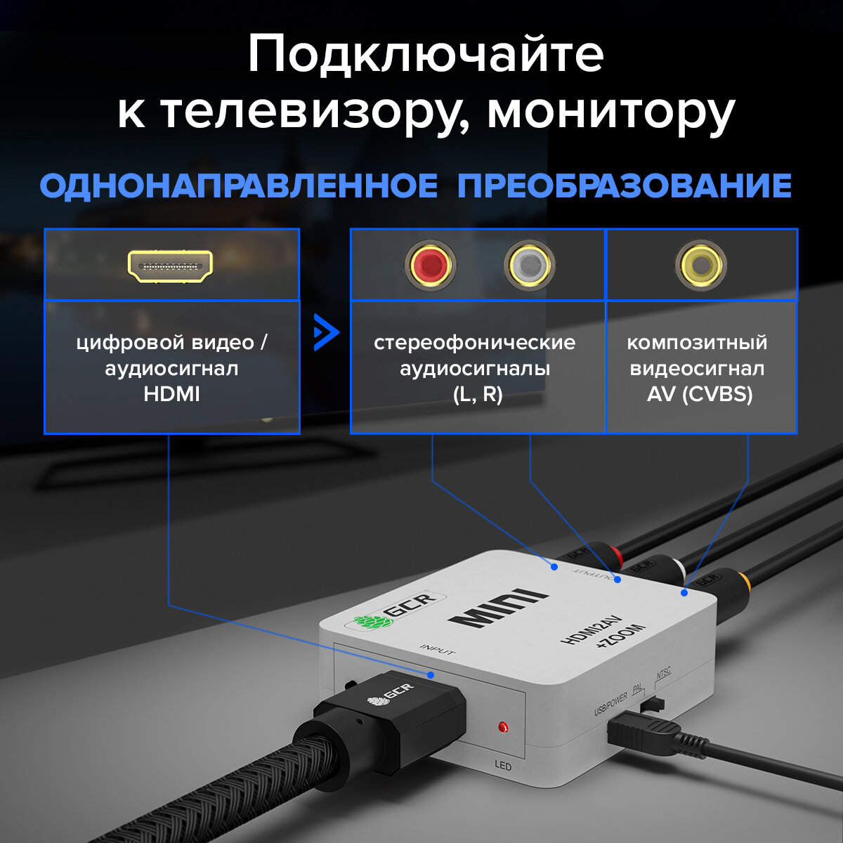 GCR Конвертер HDMI -> AV, PAL, NTSC, 1080p + ZOOM — фото 3