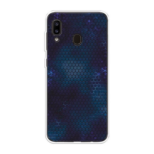 Силиконовый чехол на Samsung Galaxy A20 / Самсунг Галакси А20 Фон соты синие