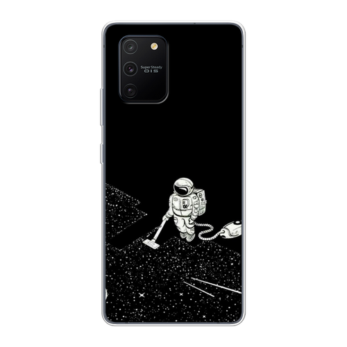 Силиконовый чехол на Samsung Galaxy A91 / Самсунг Галакси А91 Космонавт с пылесосом
