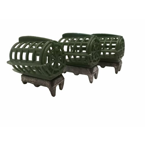 фото Кормушка фидерная зеленая с грунтозацепом для реки с умеренным или сильным течением / набор 90гр./100г./110гр. рыболов56