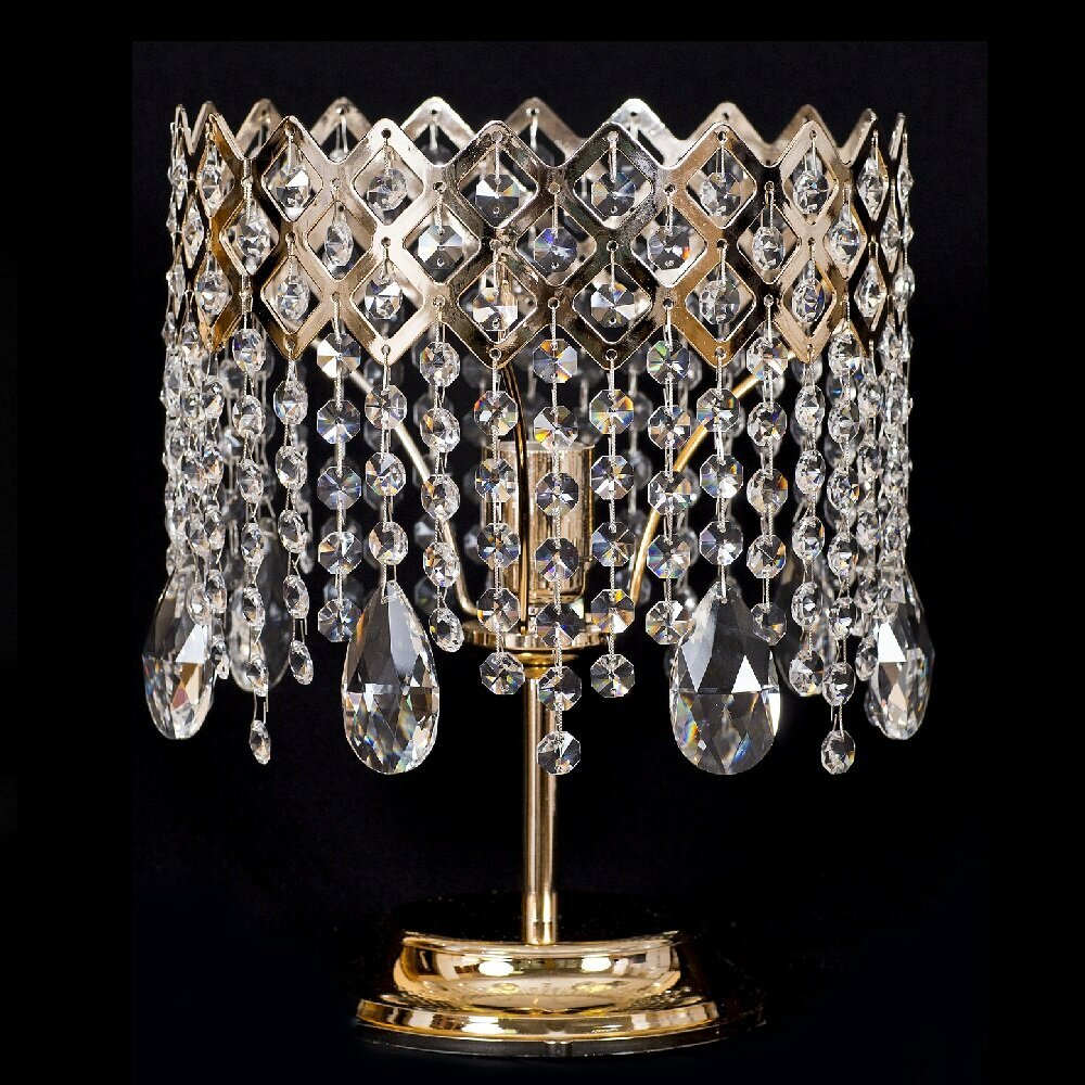 фото Настольная лампа Гусь-Хрустальный Корона №6, хрусталь, Е27, 60 Вт, кол-во ламп: 1 шт, цвет арматуры: золотой
