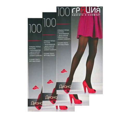 Колготки  Грация, 100 den, 3 шт., размер 6, серый