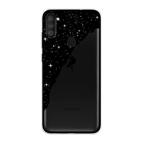 Силиконовый чехол на Samsung Galaxy M11 / Самсунг Галакси М11 Скалолаз в космосе, прозрачный силиконовый чехол на samsung galaxy a40 самсунг галакси а40 скалолаз в космосе прозрачный