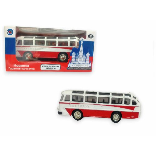Модель автобус ЛАЗ-695 красный, свет, звук, 1:32