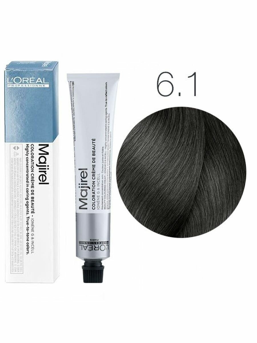 Loreal Professionnel Majirel Лореаль Мажирель Стойкая крем краска для волос 50 мл - мажирель 6.1 Темный блондин пепельный
