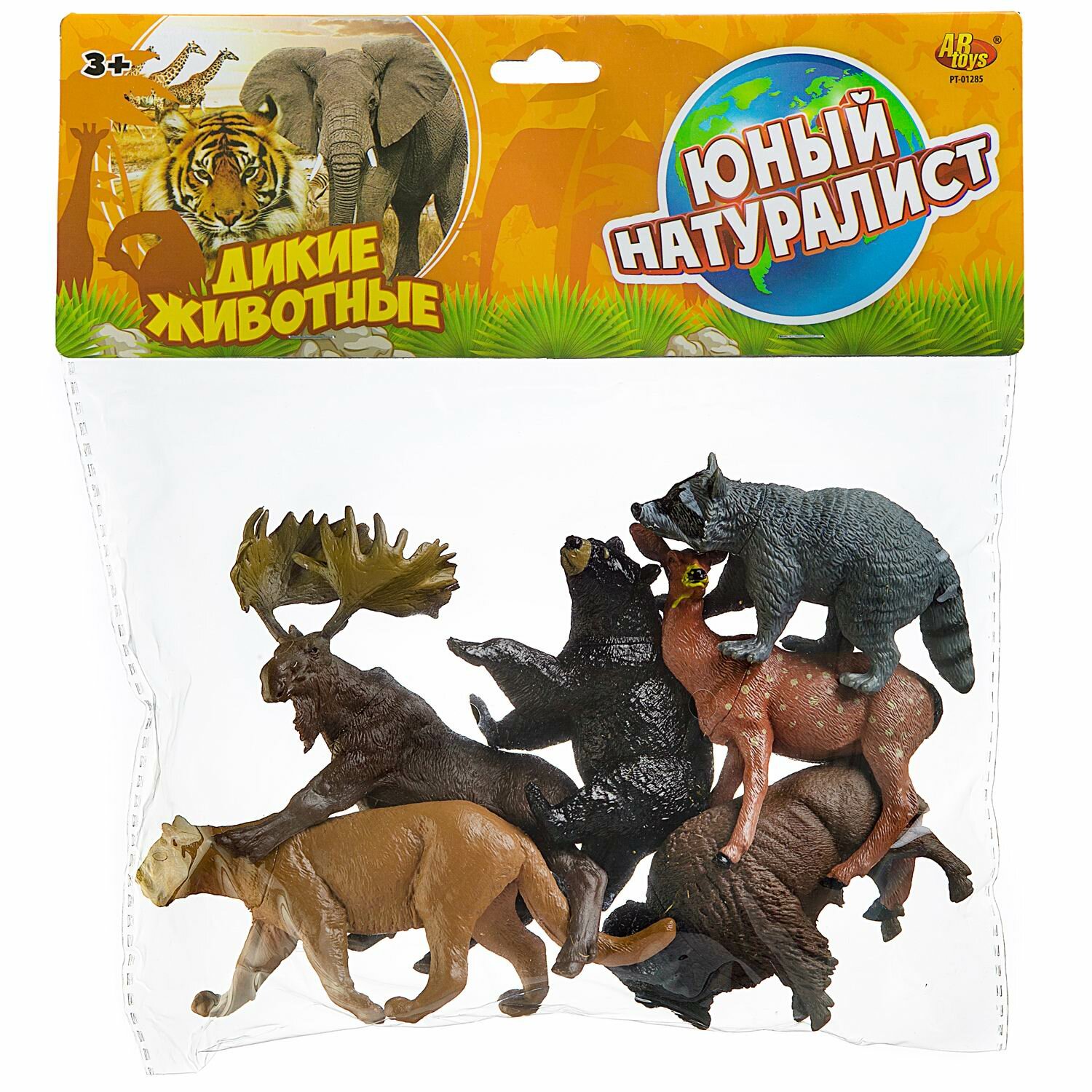 Игровой набор ABtoys Юный натуралист Фигурки диких лесных животных, 6 штук PT-01285