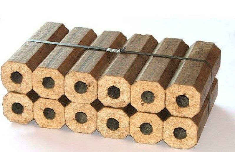 Брикеты топливные Pini Kay дрова для камина печки котла мангала. Береза в упаковке 12шт.