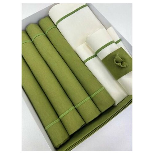 Салфетки для сервировки салфетки тканевые набор подарочный оливковый комплект салфеток на 4 персоны 5900₽