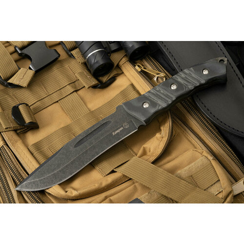фото Нож "катран" (aus-8, stonewash черный, микарта) кизляр