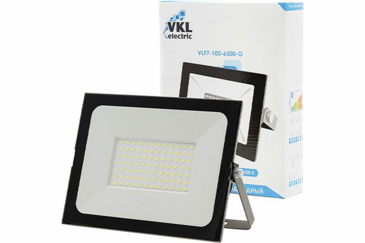 Прожектор LED VLF7-100-6500-B черн IP65 VKL electric