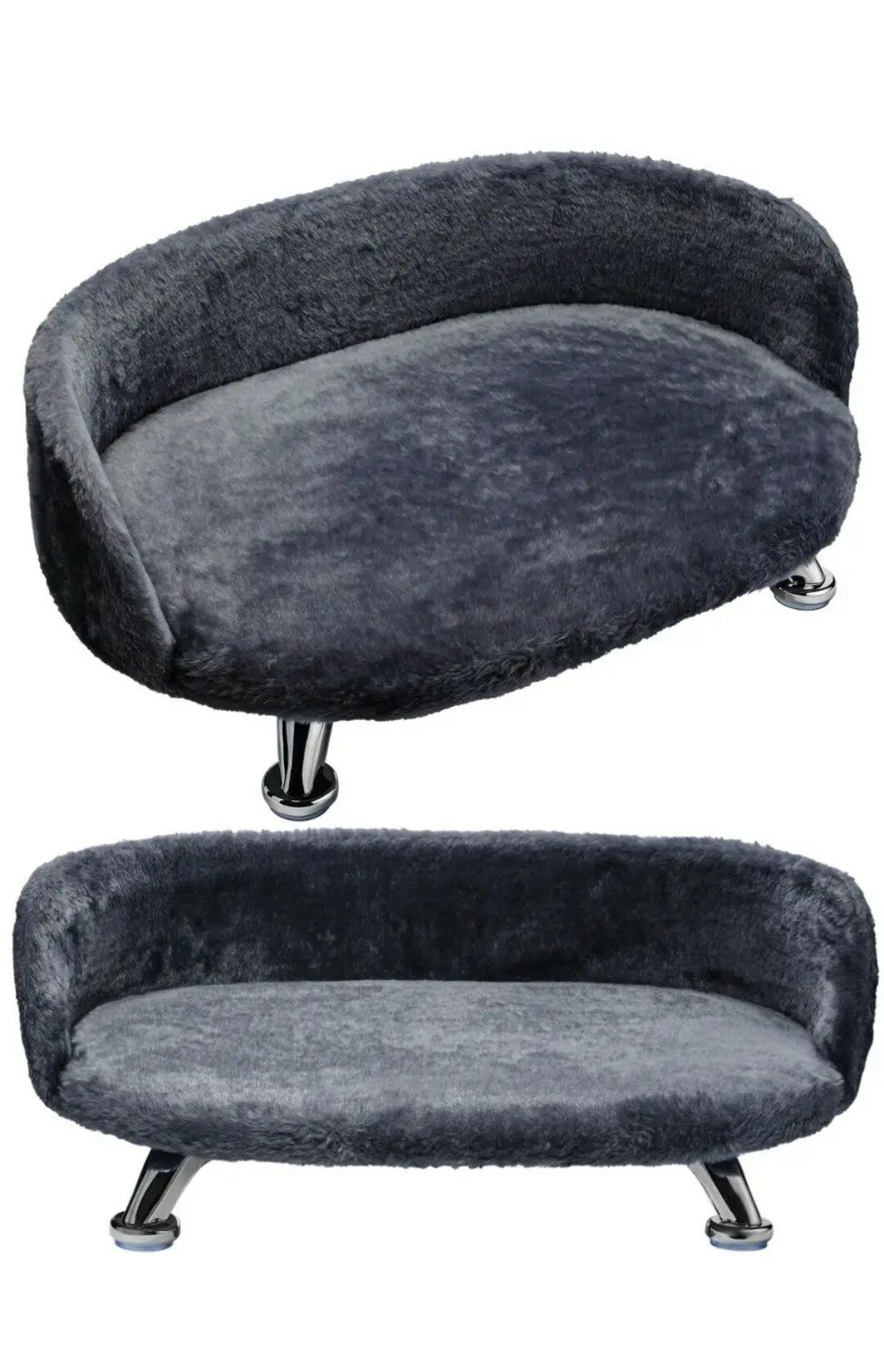 Лежанка для кошек для собак для животных диванчик на ножках 60х40 см цвет темно-серый(+пледик в подарок)