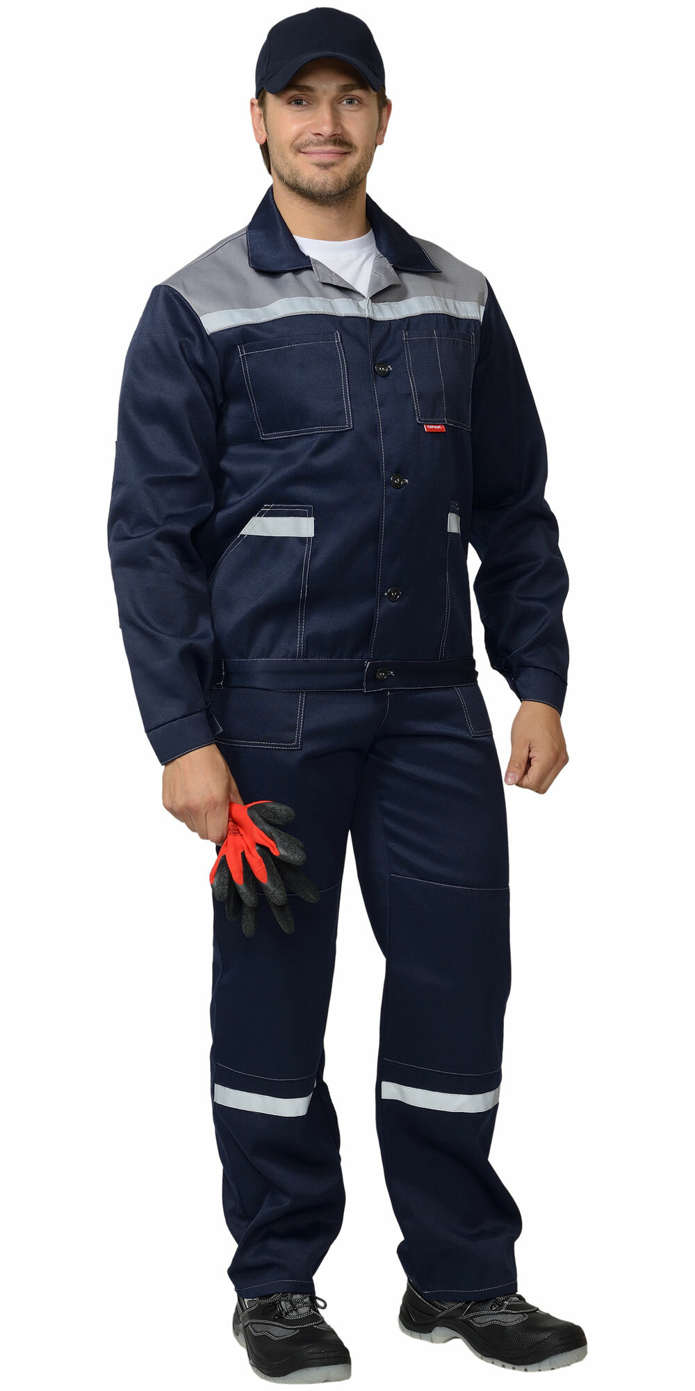 Костюм рабочий "легионер" куртка, полукомбинезон, темно-синий с серым р. 64-66/170-176 - фотография № 1