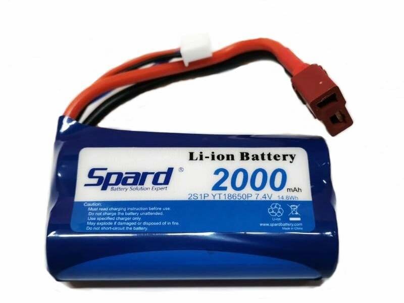 Аккумулятор Li-Ion Spard 2000mAh, 7,4V, 15C, T-plug для Remo Hobby 1|16 - YT18650P