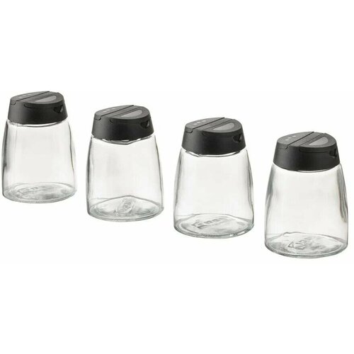 Икеа Банка для специй 365+ игэрдиг, 4 шт, 150 мл, стекло/черный