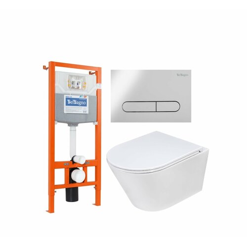 Комплект: Инсталляция BelBagno BB001-120BB005-PR-CHROME + Унитаз Lengitown Neapol с сиденьем